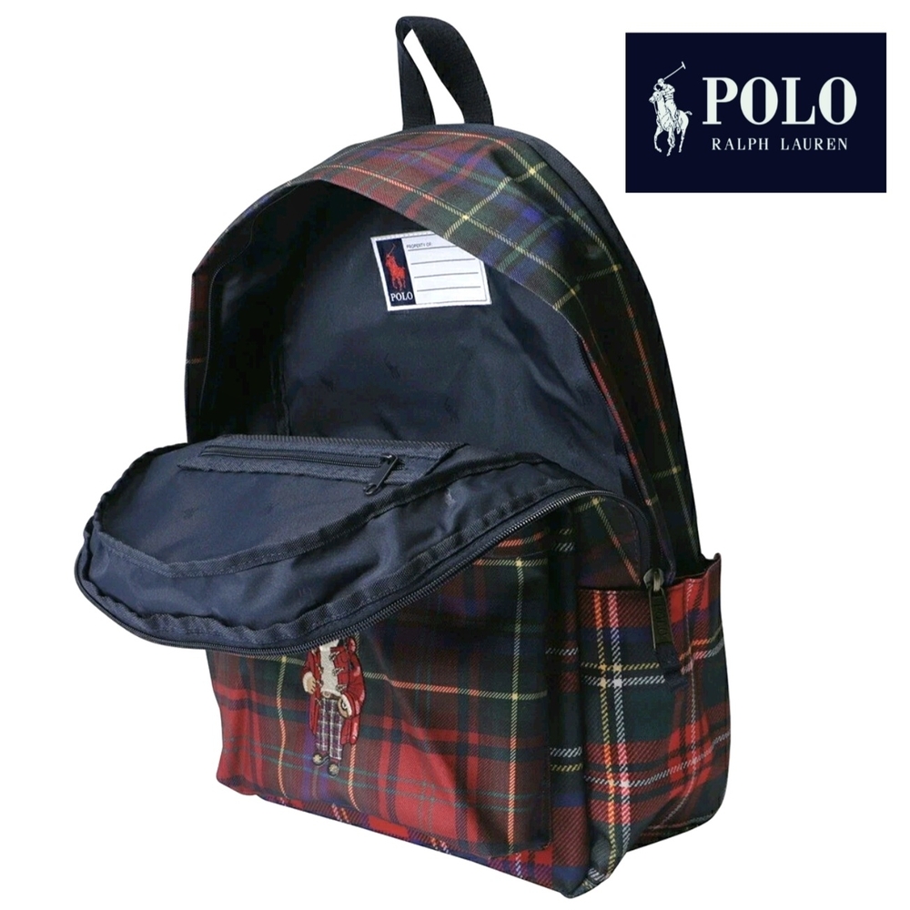 PRICE DROP‼️NWT Polo Ralph Lauren Stewart Bear Tartan Plaid Backpack - Picture 5 of 8